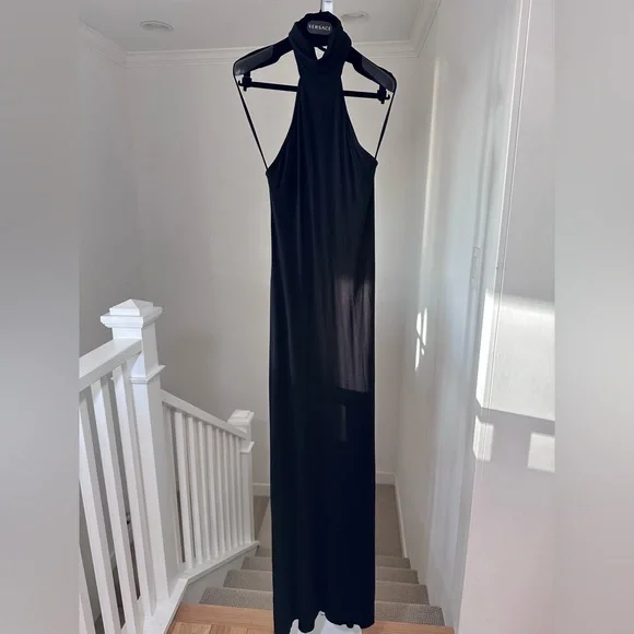 Rachel Pally Black Jersey High Neck Halter Maxi Dress Medium Like New - Picture 6 of 8